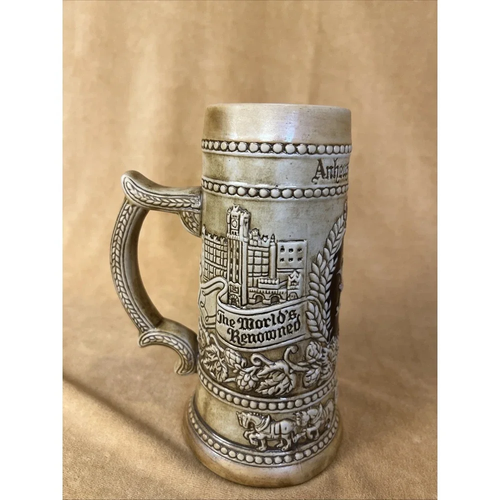 ANHEUSER‎ BUSCH ~ Ceramic Beer Stein Mug ST LOUIS Missouri Made in Brazil
